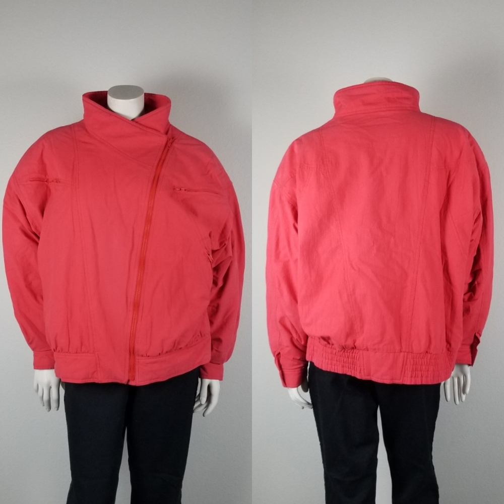 Mulberry Street Vintage 80s Red Puffer Ski Snow Winter Sports Jacket Size Large